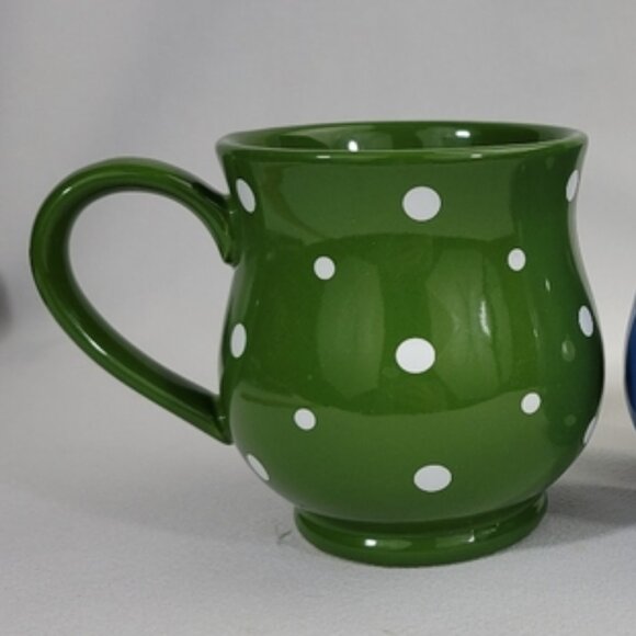 Temp-tations by Tara 16 oz. Green and White Polka Dot Ceramic Mug New no Box - Picture 3 of 5